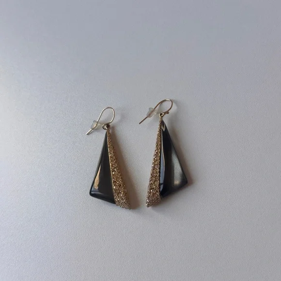 Alexis Bittar Black Lucite Linear Inlay Crystal Earrings - Picture 3 of 6